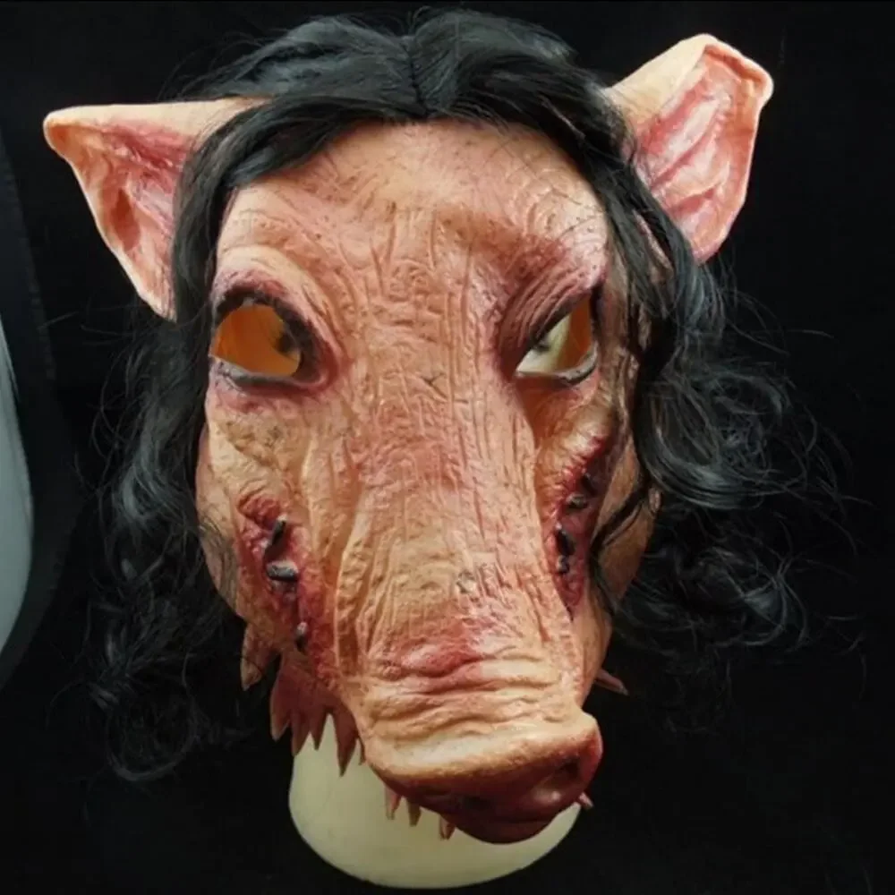 Halloween Saw Pig Hog Mask Swine Butcher Costume Spooky Scary Cosplay Gift - NEW